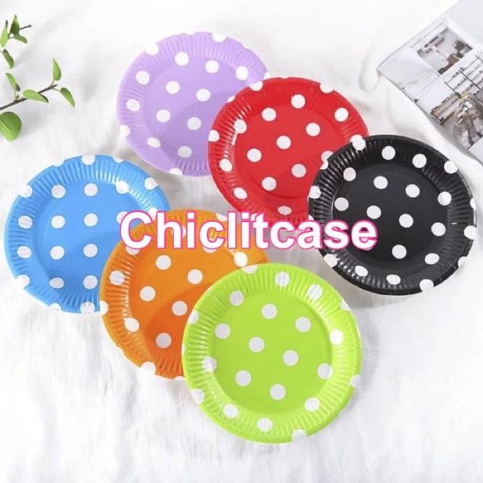 Piring kue kertas polkadot/piring pesta kertas