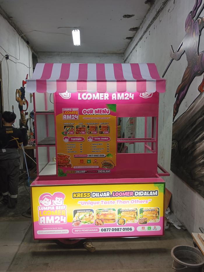 Gerobak Cantik Lumpia Beef Loomer/Besi/Minimalis/Menarik