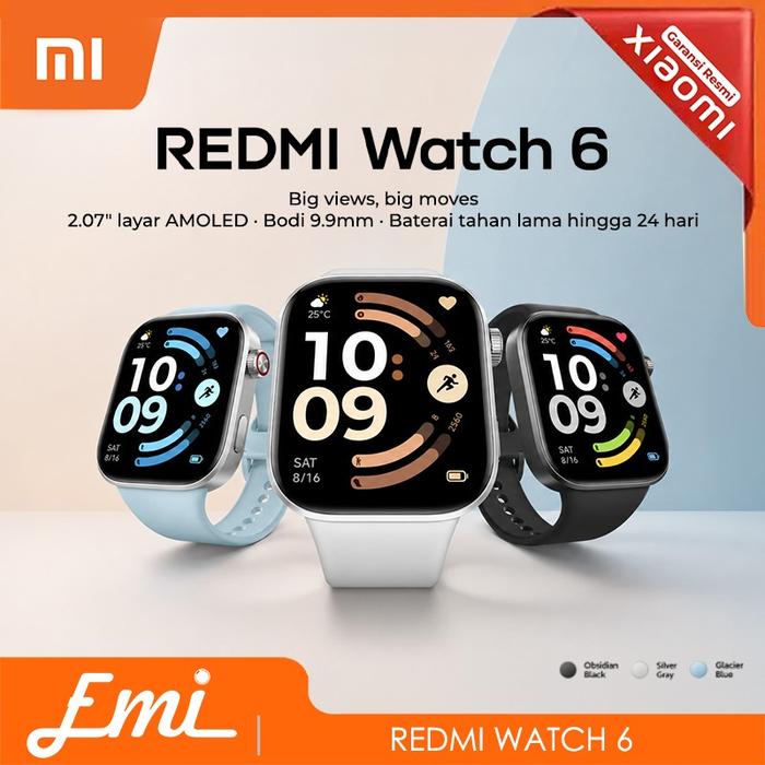 Xiaomi REDMI Watch 6 | Layar AMOLED 2,07" hingga 2000 nits [Xiaomi Official Store] - Silver Gray