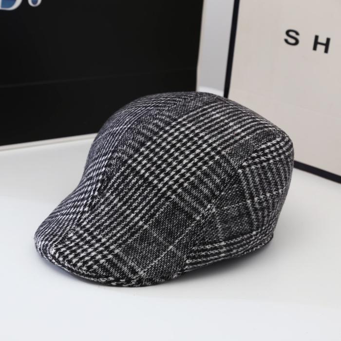 Topi Vintage Peaky Blinders Topi Baret Newsboy Topi Pelukis Flat Cap - Coklat Kotak
