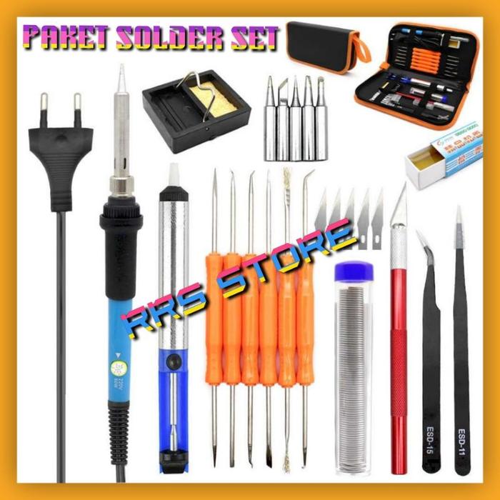 Satu Paket lengkat solder listrik set GEYOTAR Peralatan Solder Iron Kit 60W 220V - SIK-003 Taffware 