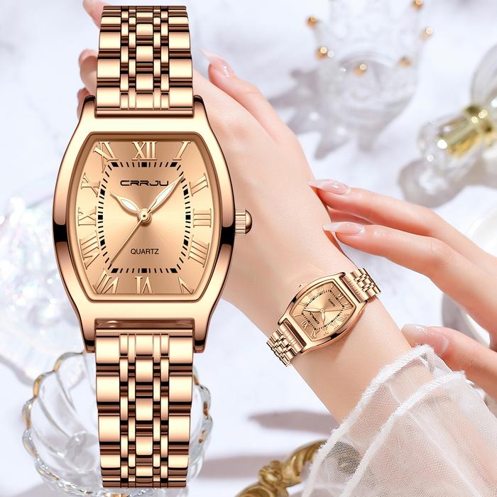 CRRJU Jam Tangan Wanita Elegan Terbaru 2023 Anti Air Rantai Kado Buat Pacar Cewek 5013