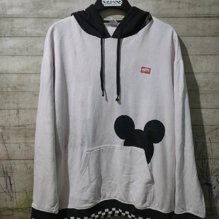 Vans Disney Mickey White Black Chackerboard Hoodie Original Collab Rare Size L
