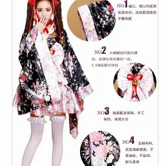 JX3X5K Kimono Lingerie Bikini Baju Tidur Wanita Halus Motif Bunga