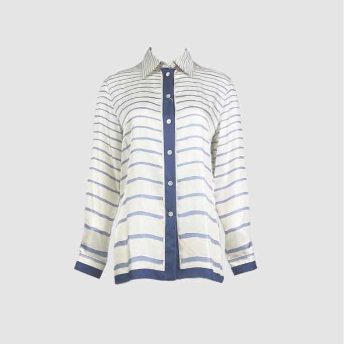 Pre-Owned HERMES Margiela-era 100% Silk All-Over Print Scart Shirt Blouse – XSML ft. KLD Curated