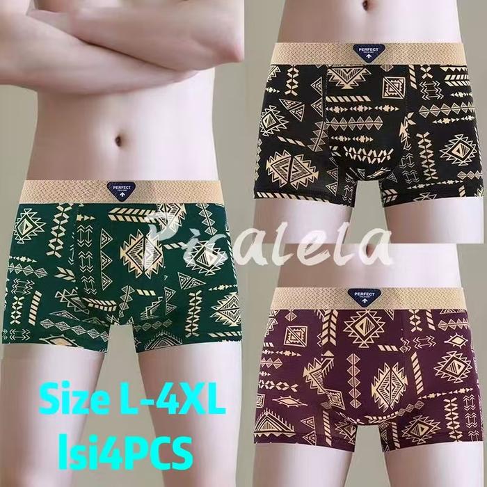 Picalela Celana Dalam Pria Vintage Amerika – Katun Nyaman & Bernapas, Motif Tribal Kekinian, Potonga