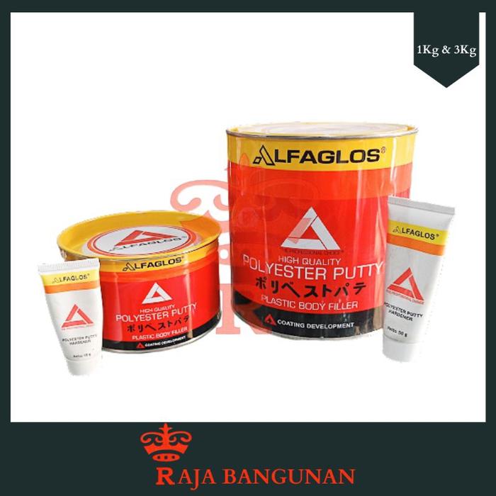 ALFAGLOSS PUTTY POLYESTER DEMPUL BESI ALUMUNIUM PLAMIR / DEMPUL BESI & KAYU - 1KG & 3KG