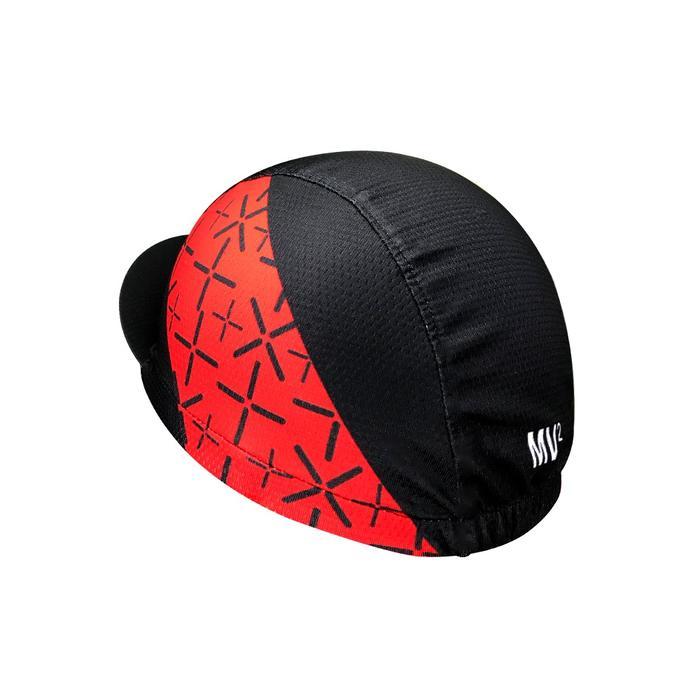 MV2 CYCLING CAP TOPI SEPEDA BATIK SHAWL BLACK ON RED One Size Fits All Lightweight Dri-Fit Nyaman Be