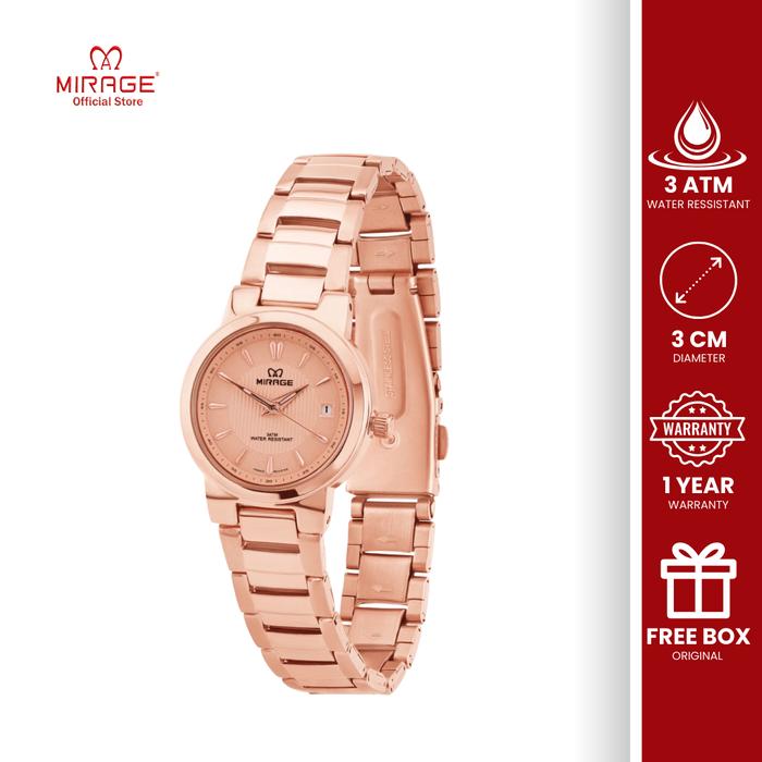 Mirage Watch - Jam Tangan Wanita Mewah Rose Gold Elegant Anti Air Analog Stainless Bergaransi 8819 /