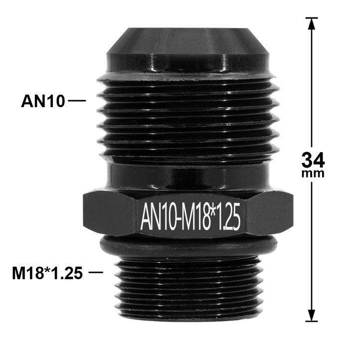 Male 10AN AN10-M12x1.25 M18x1.25 AN8-M12X1.25 Metric Straight Fitting