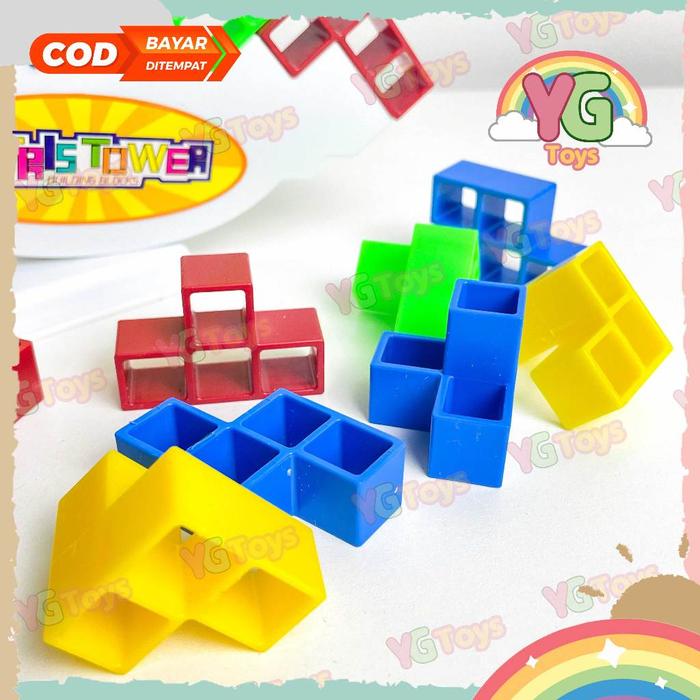YGtoys Mainan Tetra Tower Tetris Tower Mainan Keseimbangan Menara Balok Susun Block Balancing