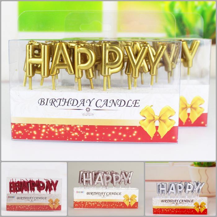 AliMaMa - LILIN HAPPY BIRTHDAY - Candle Tulisan Ulang Tahun Ultah Party Pesta Aesthetic Murah Medan 