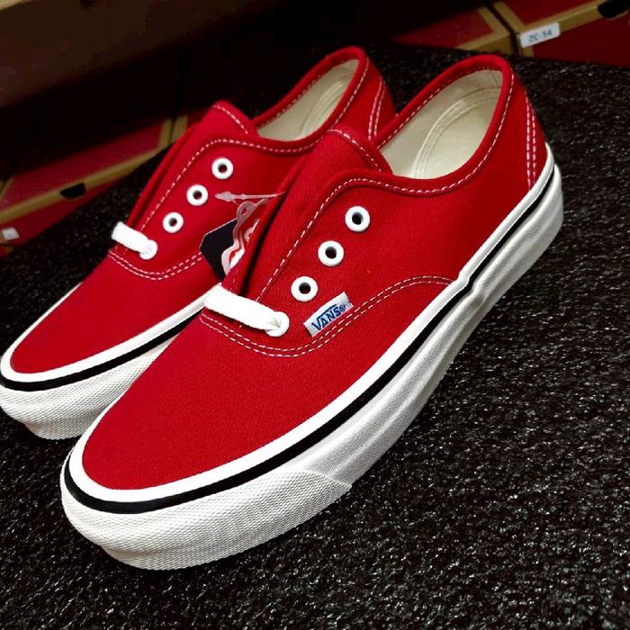 Vans Authentic Anaheim 44dx Racing Red Sepatu Sneaker Pria Wanita (100% BNIB 1:1) Kualitas Terbaik