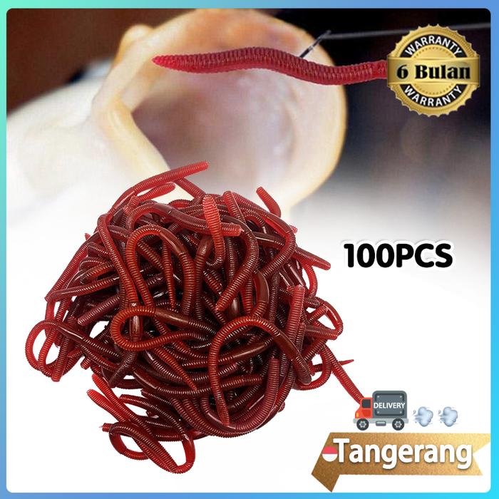 100pcs Soft Bait Cacing Tiruan Umpan Pancing Umpan Palsu Cacing  3,5cm