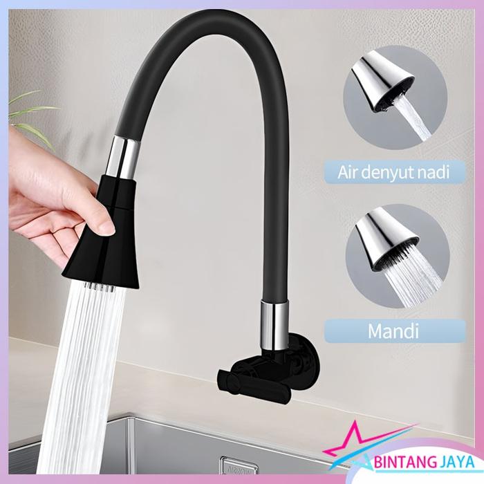 SUS304 Kran Angsa Fleksibel Kran Cuci Piring Hitam Kran Cuci Piring Dinding Anti Karat