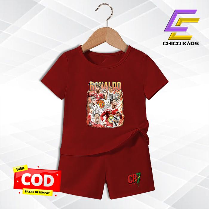Baju Main Setelan Bola Anak Perempuan Laki Laki - Kaos Distr* Karakter Ronaldo