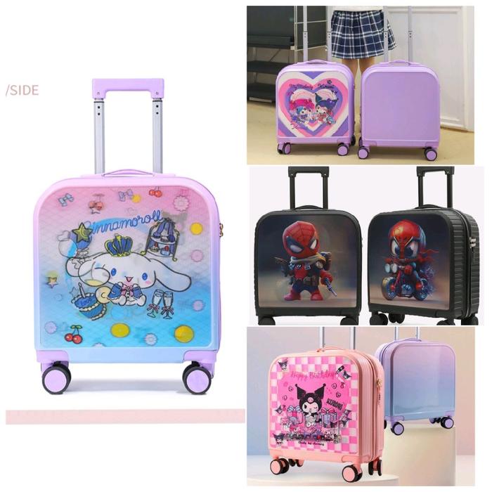 KOPER SANRIO UNISEX ANAK 3D 18 INCI TROLI 4 RODA - KOPER 3D SPIDERMAN - KOPER 3D KUROMI - KOPER 3D C