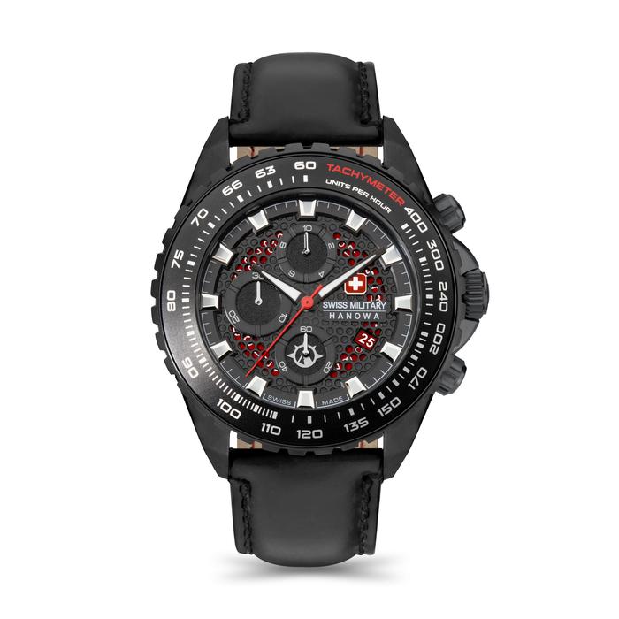SWISS MILITARY HANOWA Jam Tangan Pria SMWGC2102230 Tahan air Analog Black Crystal