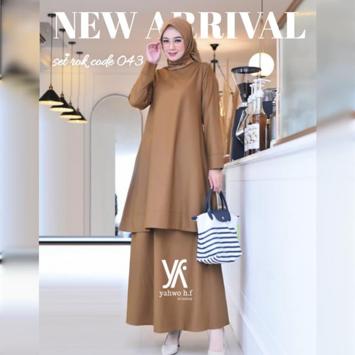 Chandra Kassa Mall Setelan Rok Tunik Pns Wanita Warna Khaki/Baju Kurung Malay/Seragam Pemda Guru Ter