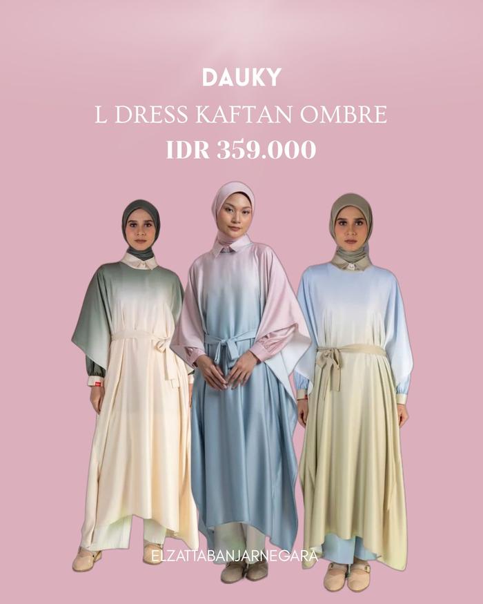 Dauky L Dress Kaftan Ombre Satin Muslimah Terbaru - Wanita, Gamis