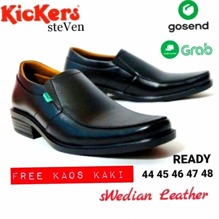 SEPATU FORMAL KICKERS PANTOFEL STEVEN KULIT WARNA HITAM PILIHAN KERJA KANTOR PRIA READY BIG SIZE UKU