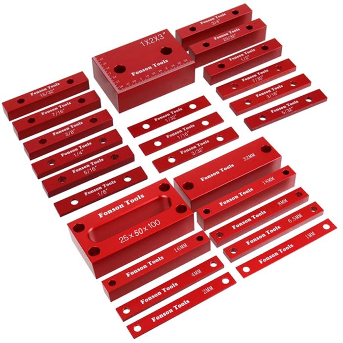 16Pc Inch / 9Pc Metric Setup Blocks Height Gauge Set, Precision