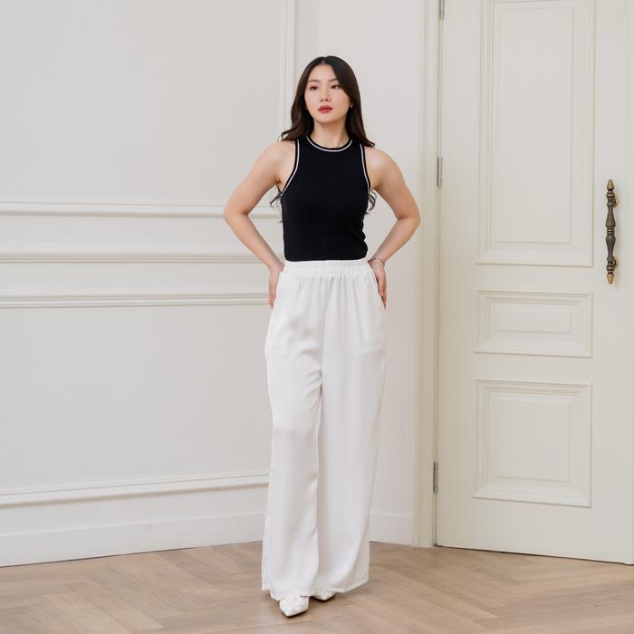Viondy - Lunara Pants | Celana Kulot Wanita | Satin Straight Pants | Celana Satin Premium Casual And