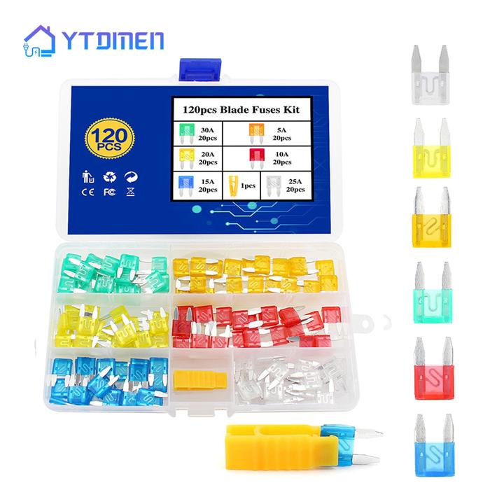 6Values 120Pcs Mini Blade Fuse Kit  Automotive Car Boat Fuses