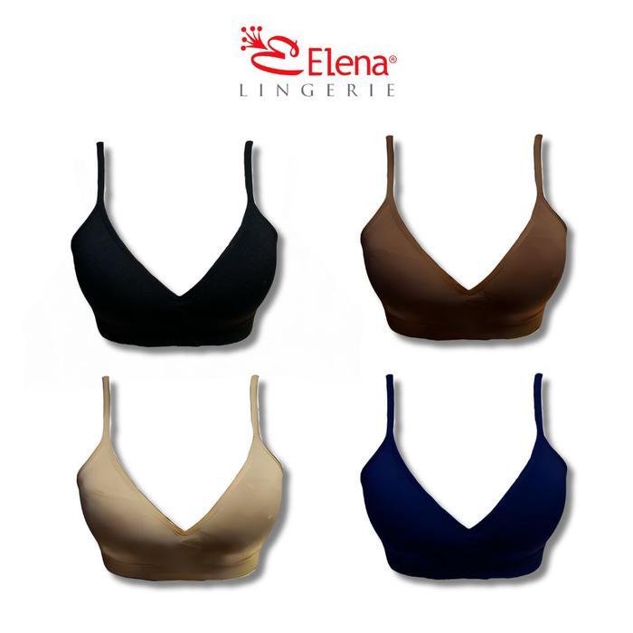 Elena Bundle Bra 4 Pcs Cup Sedang Tanpa Kawat Kait 2 E 27606 Size 34B 36B 38B 40B 3/4 Coverage Motif