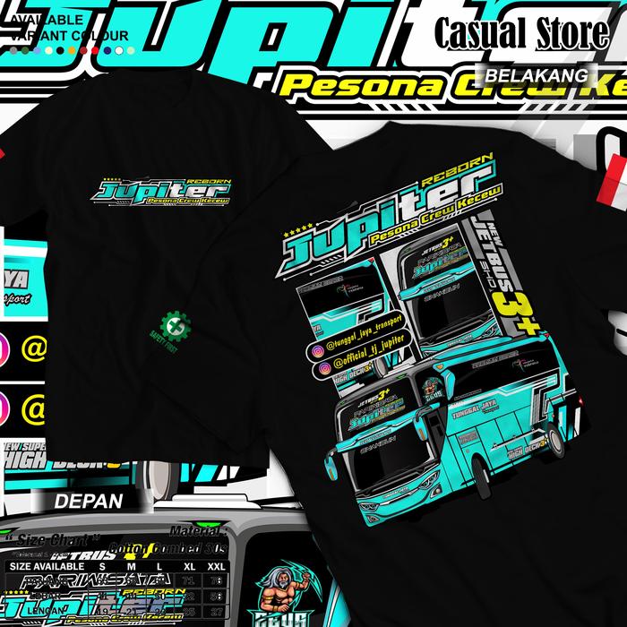 Kaos Tshirt Baju Murah Distro TUNGGAL JAYA JUPITER Bismania PO Haryanto Jetbus 3+ Bus Mania