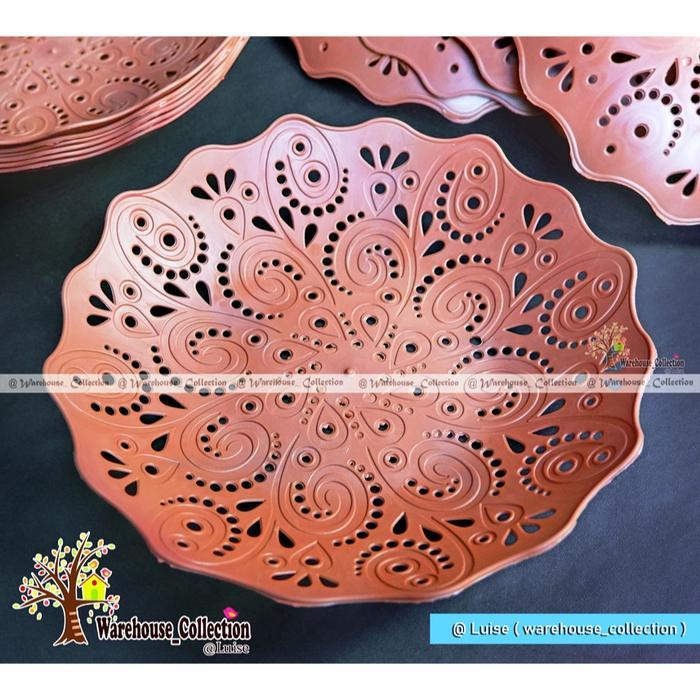 Per-6 Bj//PIRING CANTIK PLASTIK CAPUCINO COKLAT / PIRING BUAH CANTIK/PIRING PLASTIK ROTAN COKLAT/SIZ