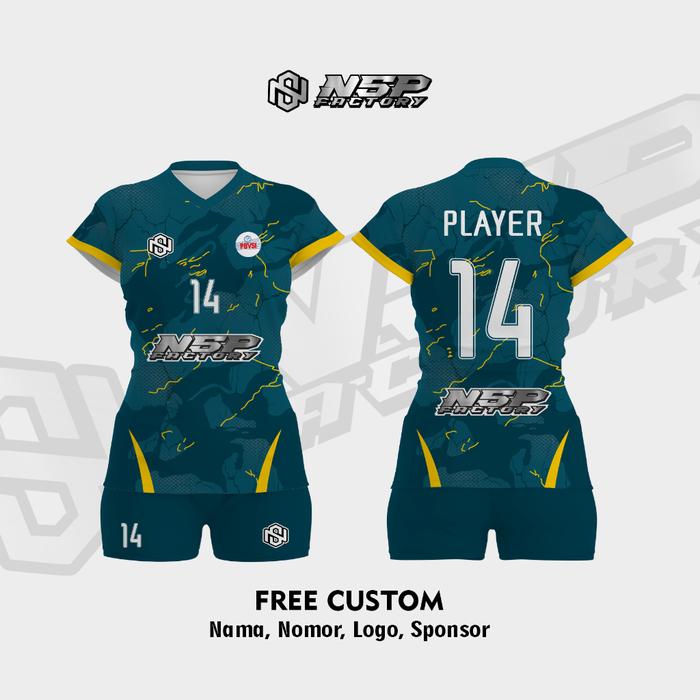 Jersey voli cewek bisa custom nama dan nomor fullprint