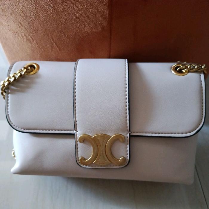 tas celine kulit asli warna beige Selempang Wanita