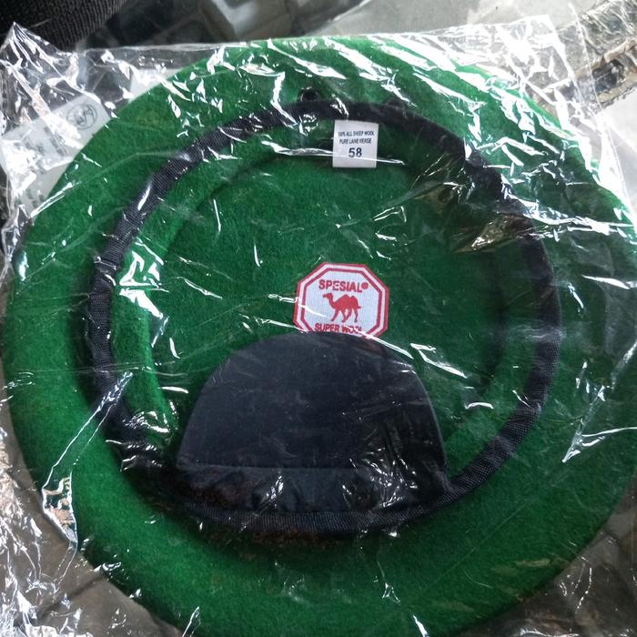 Baret infantri TNI AD camel - hijau wool