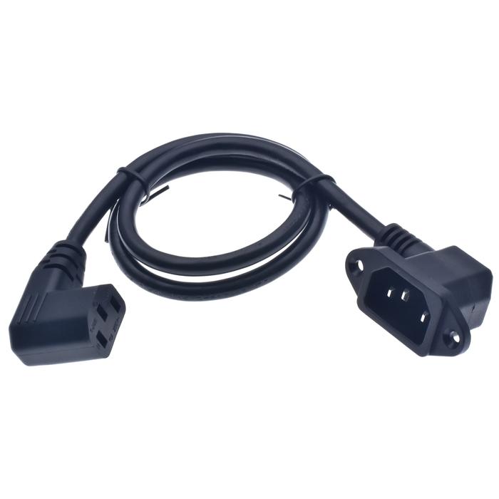 IEC320 C14 to C13 Extension cord,C14 with screw holes Right Angled