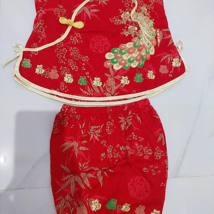 Baju Bayi Cheongsam Sincia Dress Merah 6-12bulan Preloved