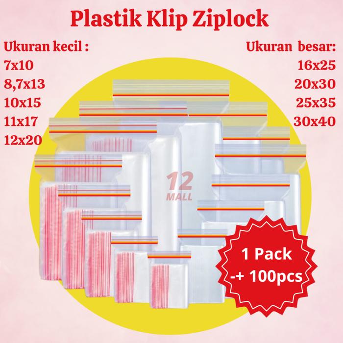 30x40 CM - Plastik Klip Ziplock Bening isi 100PCS Ukuran Sedang TERMURAH /Plastik Packing Makanan