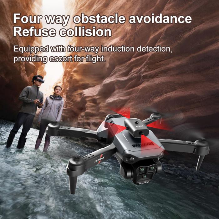 Drone K6 Max tiga kamera 4K profesional HD, mainan Drone udara