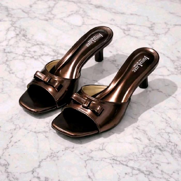 sc hills / sendal wanita Mahogany model pita simple keren 5cm size 35-42