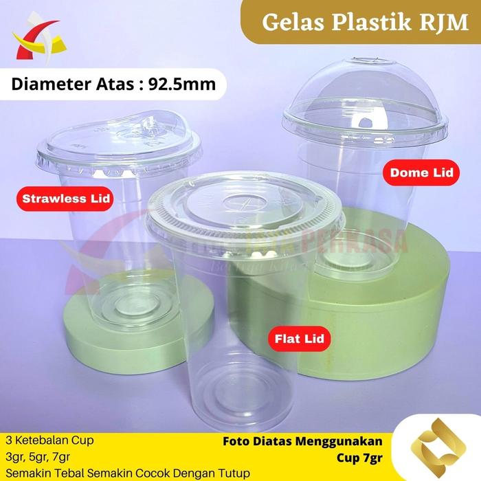 Safitiri Gelas Plastik Cup Sealer Tebal 7Gr Rjm 12Oz 14Oz 16Oz Kokoh Pp 50Pcs + Lid
