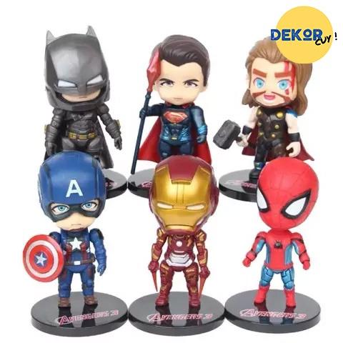 FIGURE AVENGERS TOPPER CAKE AVENGER SUPER HERO 1 SET ISI 6PCS / Figure Ironman Batman Spiderman Thor