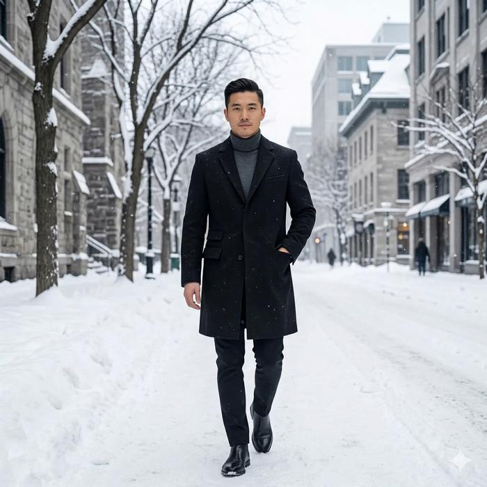 Baju Jaket Neil Barrett Double Pocket Trench Coat Skinny Fit Pria Salju Tebal Wool Panjang Jas