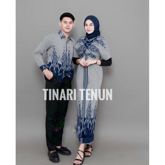 ￼RAISA COUPLE TENUN GREY NAVY - BAJU TENUN - BAJU TENUN COUPLE - COUPLE TENUN KONDANGAN Dewasa Dress