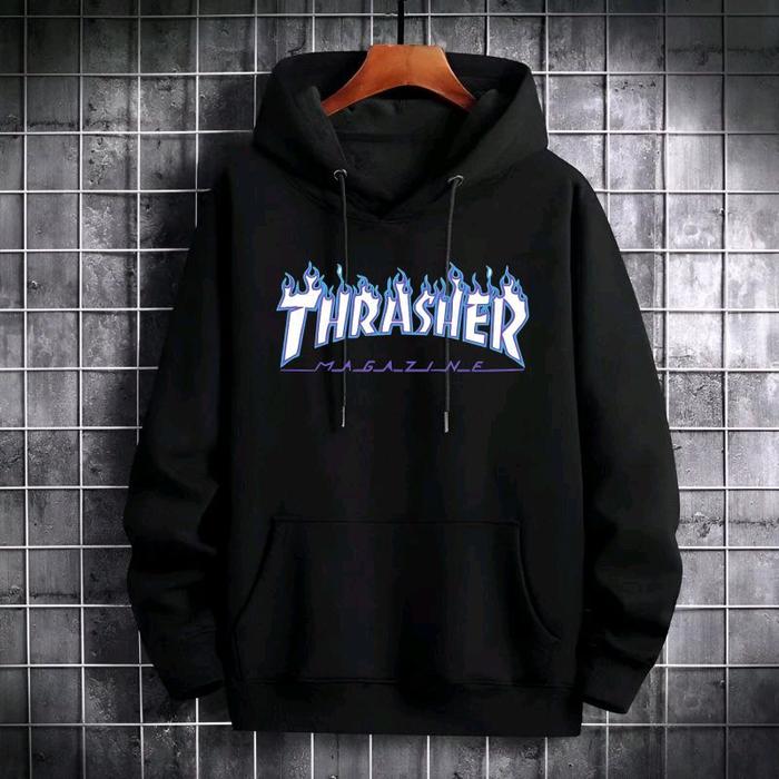 Thrasher Blue Hoodie Jumper Unisex Jaket Sweater Distro Hitam Fleece Tebal Streetwear Skeetboard Pri