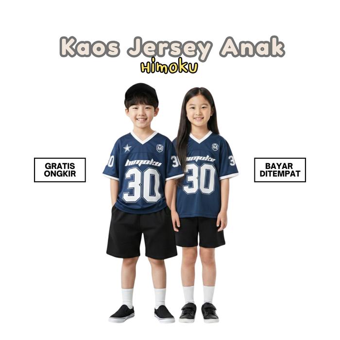 HIMOKU kaos jersey anak laki laki perempuan usia 4 5 6 7 8 9 10 11 12 fashion jersey anak  motif HIM