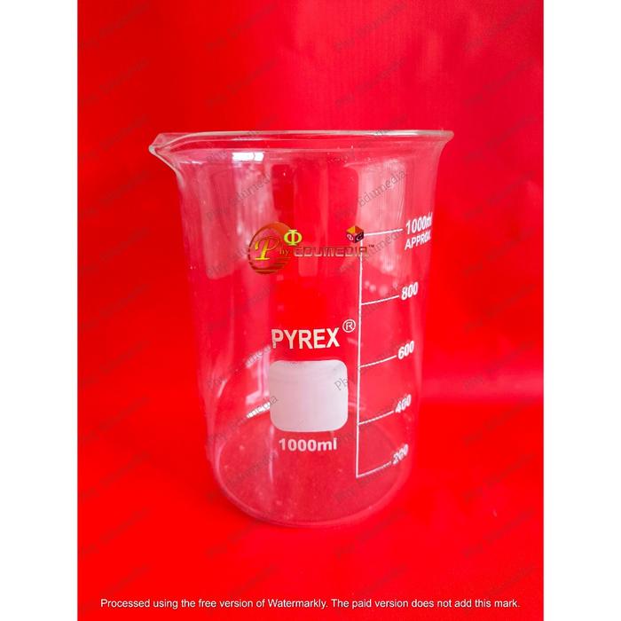 BEAKER / BEAKER 1000ML PYREX / BEAKER GLASS 1000ML / GELAS KIMIA 1000ML PYREX