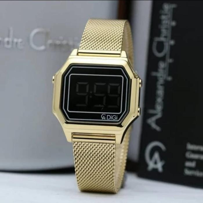 Jam tangan Wanita Alexandre christie 9222L digital kotak tali pasir original