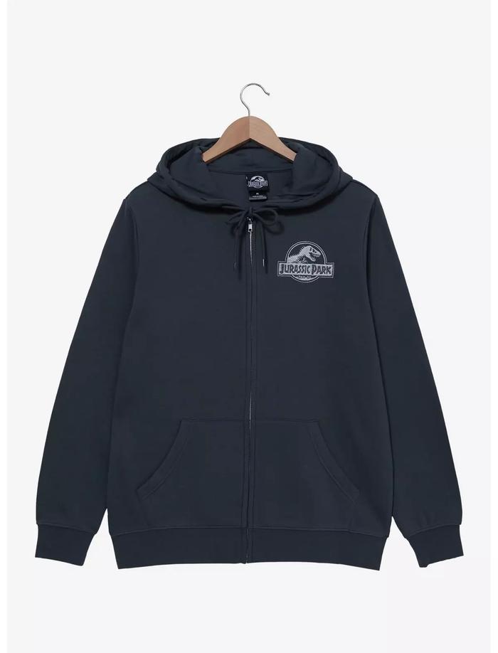Jurassic Park Official Jaket Hoodie T-Rex Chase Unisex dengan Logo Bordir dan Sceen T-Rex Chase dari