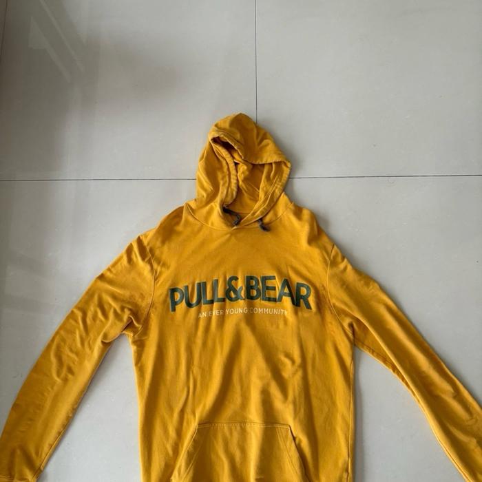 Jaket hoodie pria Pull and Bear mustard second 100% original - XL