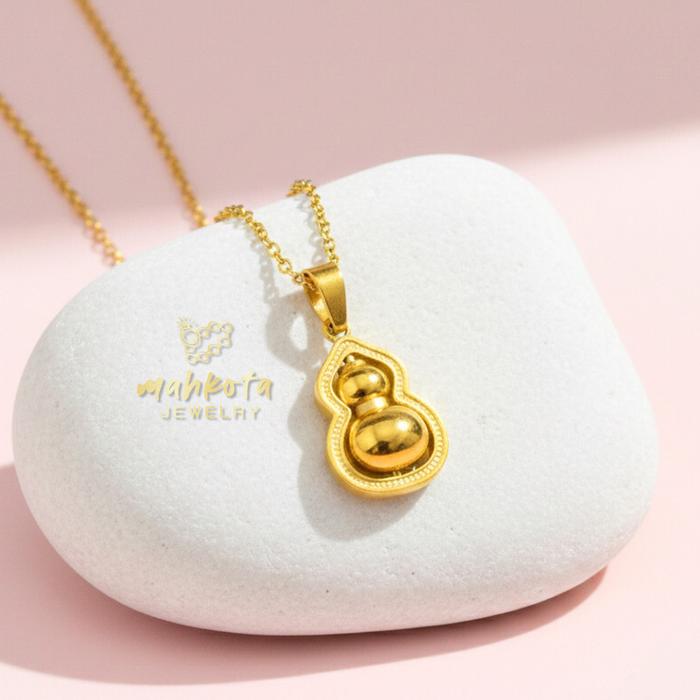 K307 Kalung Titanium Wanita Lapis Emas 18 KGP